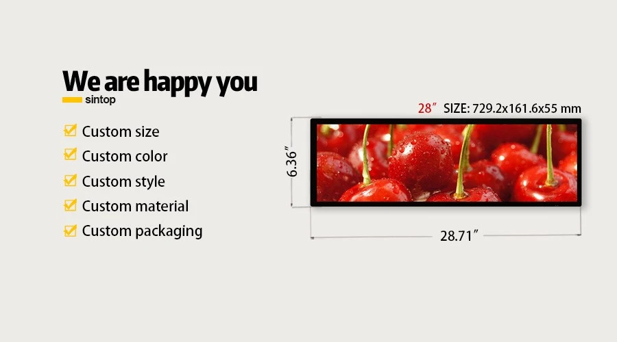 28 Inch LCD Bar Display Double Face Screen Manufacturer