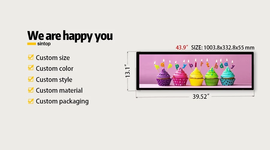 43.9 Inch LCD Bar Display Double Face Screen Manufacturer
