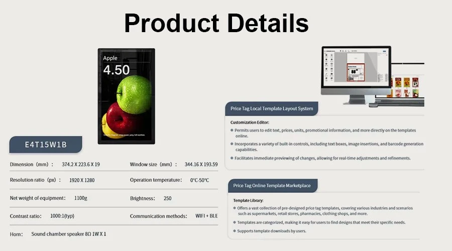 15.6 Electronic Digital Signage Display Price Screen Single Face